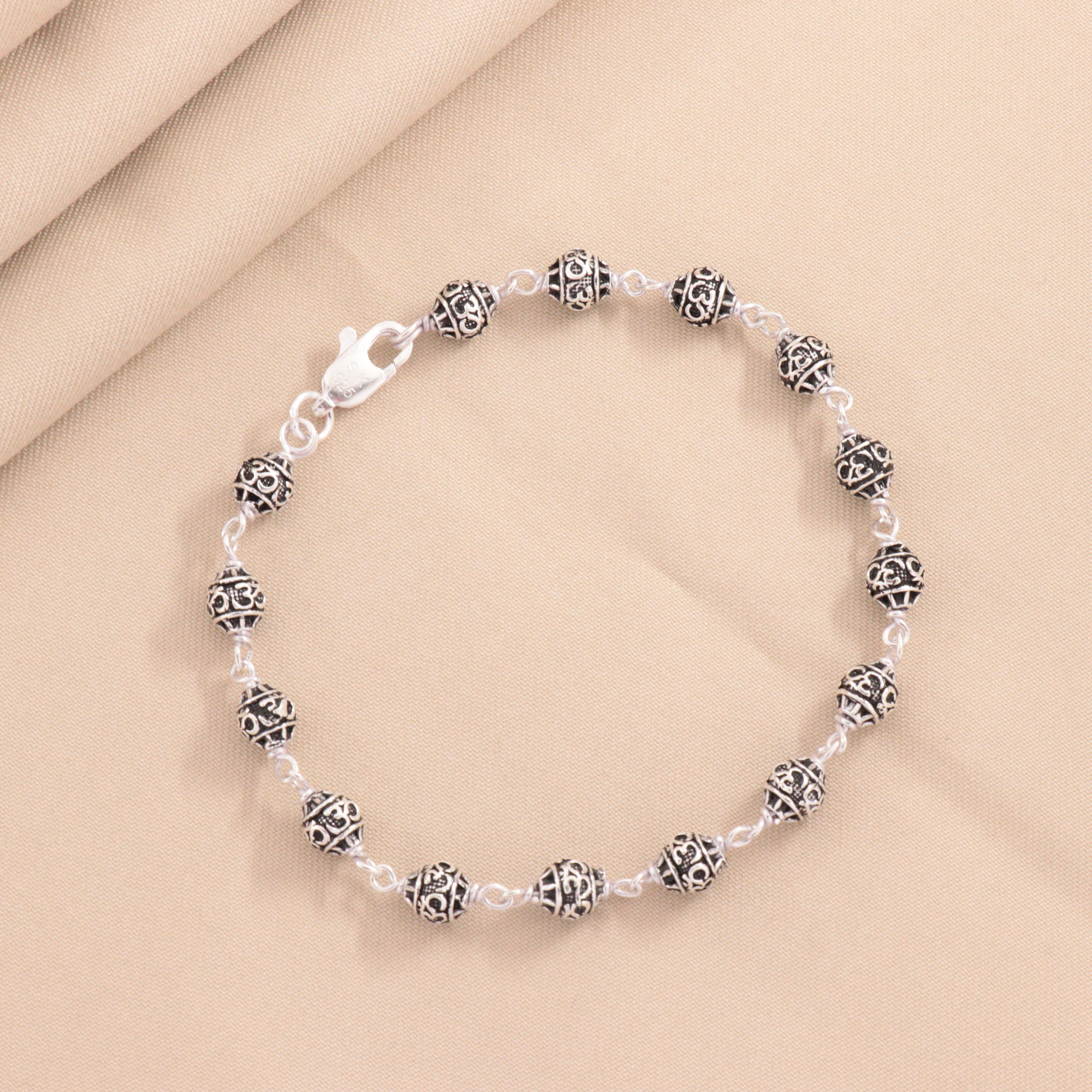 925 Silver Antique Om Beads Bracelet Men Bracelet MB-285