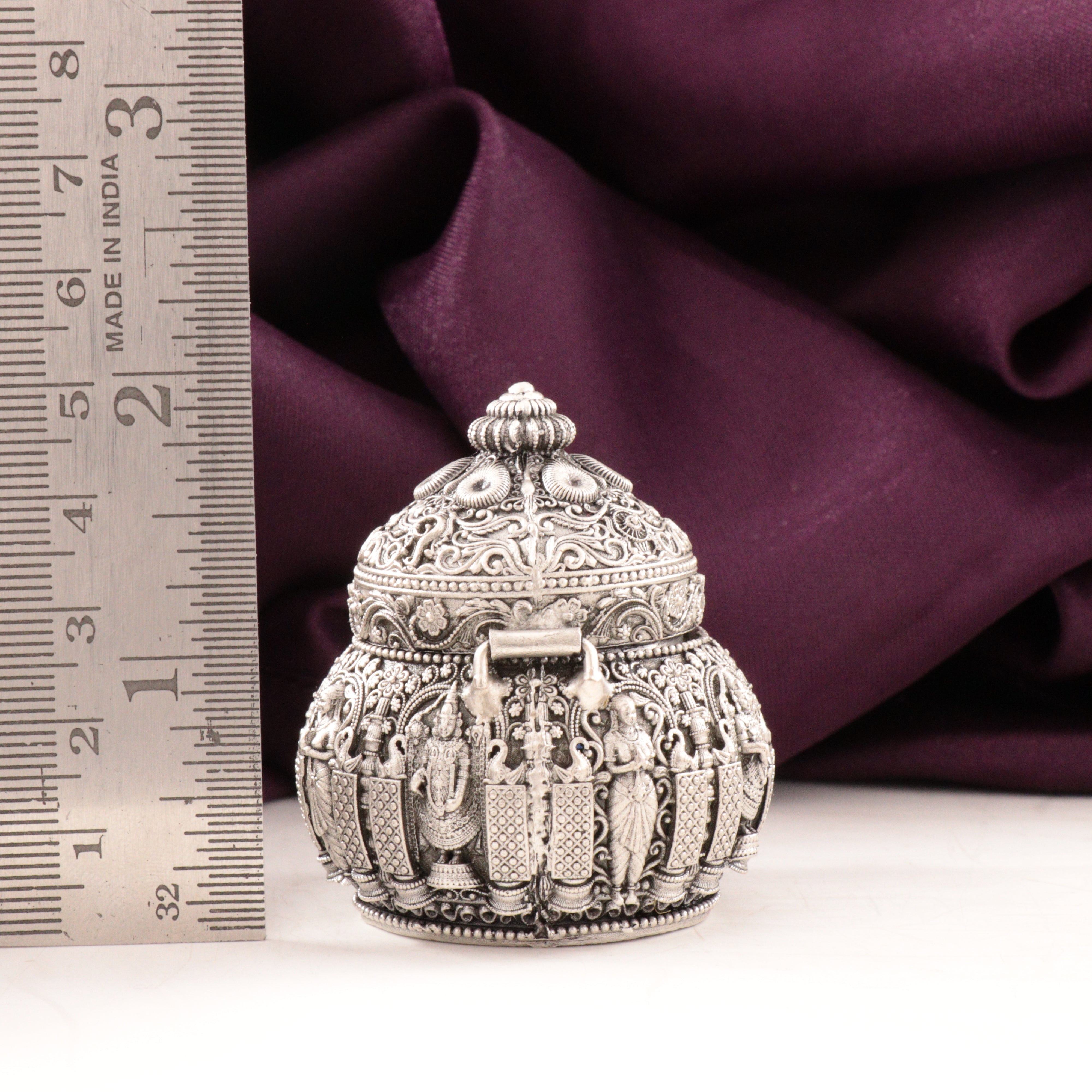 925 Silver 3D Balaji Kumkum Box Articles Idols AI-1476