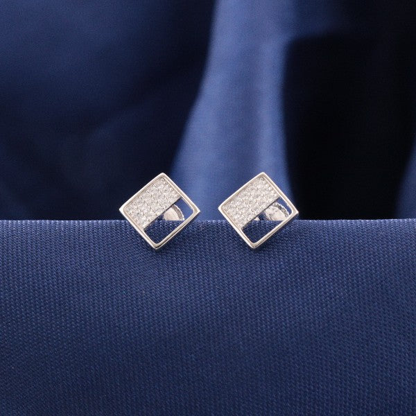 925 Silver Square Women Studs STD-334