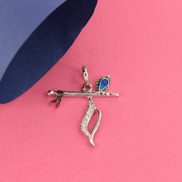 925 Silver Krishna Flute God Pendant GP-196