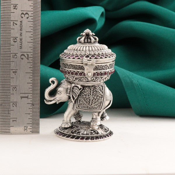 925 Silver 3D Elephant Kumkum Box Articles Idols AI-1487
