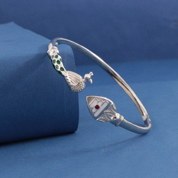 925 Silver Vel and Peacock Men Kada MKD-260