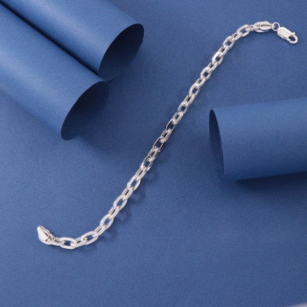 925 Silver Ikshu Men Bracelet MB-245, 15g weight, 21cms length, showcasing fine craftsmanship and purity in elegant design.