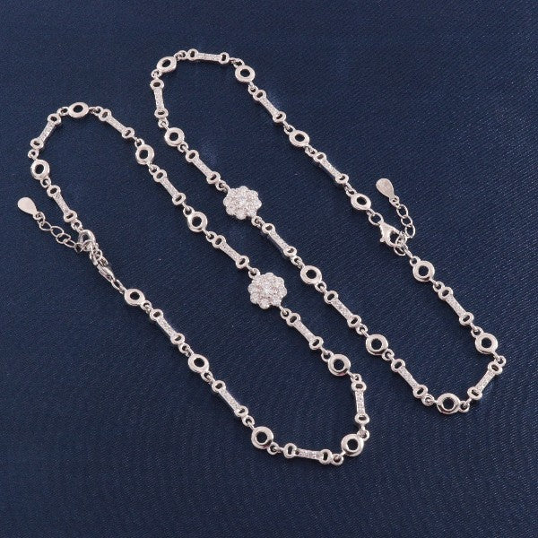 925 silver Chitra women anklets with floral design, 16g, 28cm length, featuring intricate detailing and 925 purity crafted jewelry