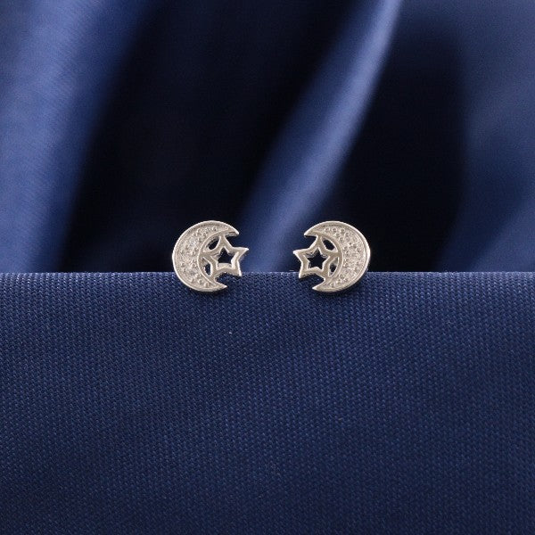 925 Silver Moon and Star Kids Studs KS-259