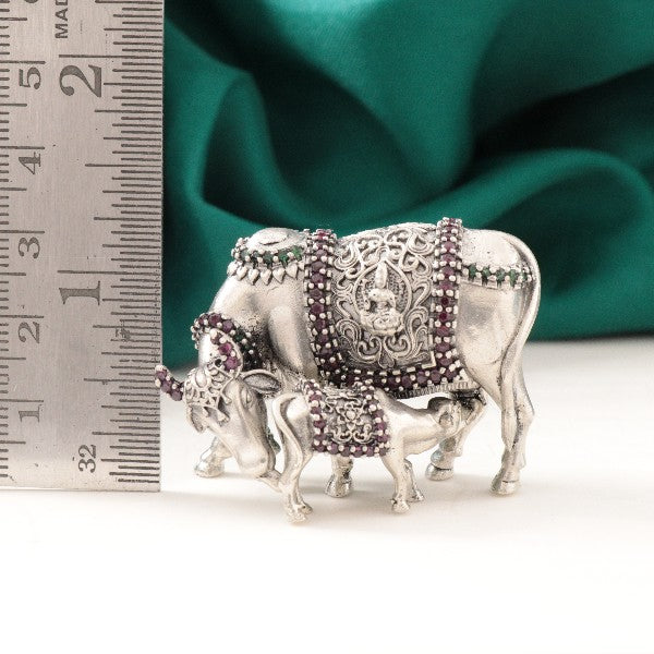 925 Silver 3D Cow and Calf Articles Idols AI-1453