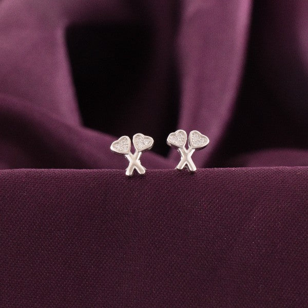925 Silver Heart Scissor Kids Studs KS-185