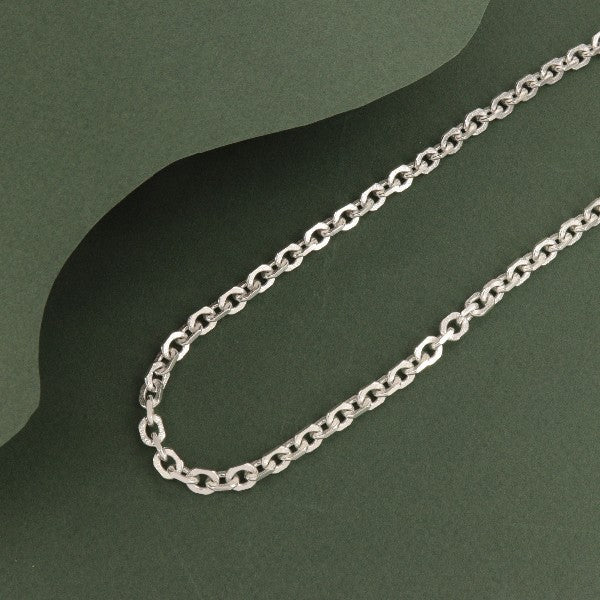 925 silver Rupin men's chain MC-208, 56cms length and 50g weight, displayed on a green background.