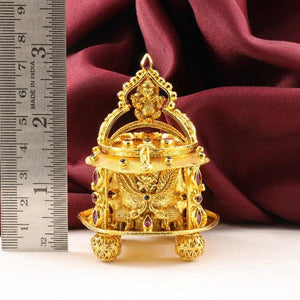 925 silver 3D Ganesha Kumkuma box idol weighing 91g with a length of 8cm, displayed alongside a ruler for size comparison.