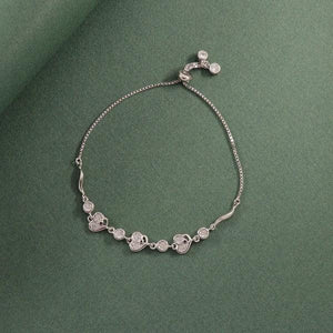 925 Silver Anusha Women Bracelet LBR-326 on green background, adjustable length, 7g, purity 925.