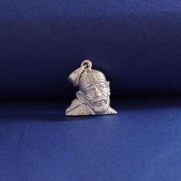 925 Silver Sai Baba God Pendant GP-69 on blue background, 3g, 925 purity, intricate design, spiritual jewelry, sacred charm