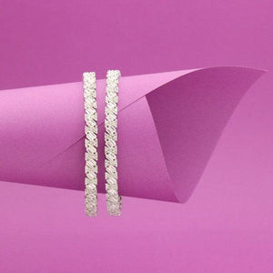 925 Silver Panchali Women Bangles WB-35, 35g, Bangle Size 2.6, Purity 925, elegant design against pink background