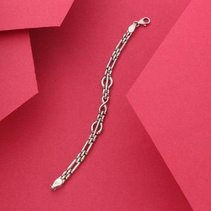 925 Silver Bhaumik Kids Bracelet KB-114, 15cms in Length, Weighing 10g, Made with 925 Purity Silver, Elegant Design on Red Background