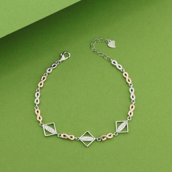 925 Silver Tejaswini Women Bracelet LBR-234 featuring unique design on green background weighing 7g and measuring 19.5cms in length.