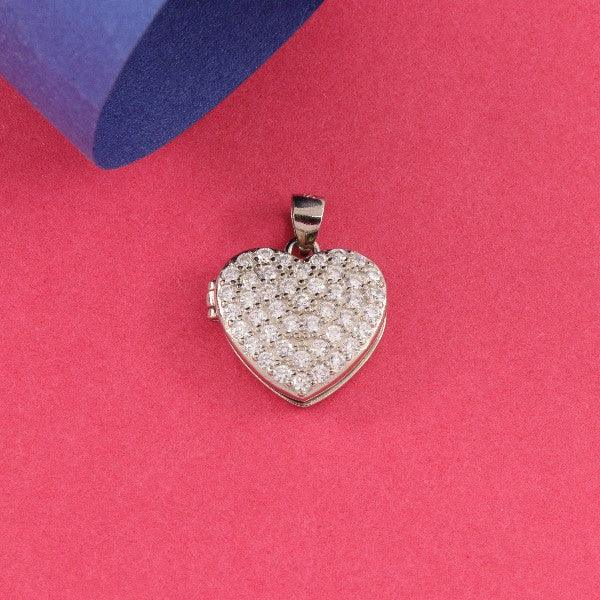 925 silver heart-shaped women's pendant WP-70 with intricate design on pink background.