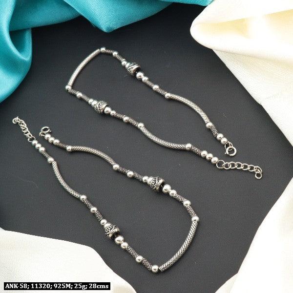 925 silver Anwesha women anklets ANK-58, 25g, 28cm, featuring intricate design for stylish and elegant wear.