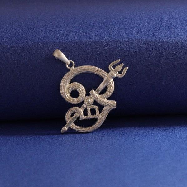 925 silver Om God pendant GP-70 on blue background, 5g weight, 925 purity, Hindu religious symbol jewelry