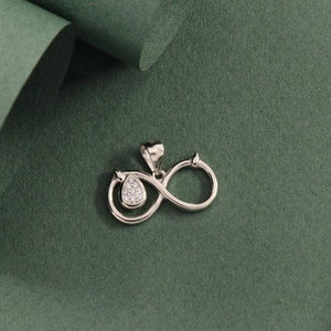 925 silver infinity women pendant WP-63, weight 2g, showcasing elegant design on green background