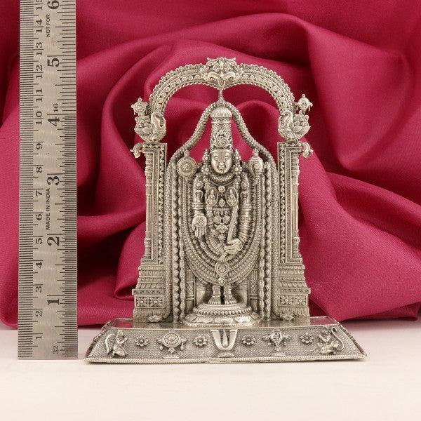 925 Silver 2D Balaji Idol AI-456, 12.5cm, 193g, 925 purity with intricate detailing, displayed with centimeter scale for size reference