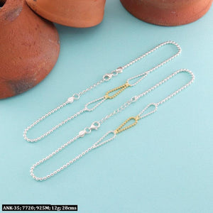 925 Silver Ilavalagi Women Anklets ANK-35, 12g, 28cm long, showcasing exquisite design in high-purity silver, perfect for elegant fashion.