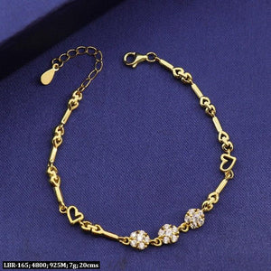 925 silver Kanakpriya women bracelet LBR-165, 7g, 20cm, featuring delicate heart and flower designs, purity 925