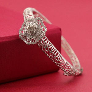 925 Silver Gandhini Women Kada WKD-129 with intricate floral design, weight 17g, bangle size 2.3, purity 925