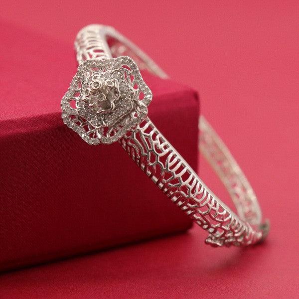 925 Silver Gandhini Women Kada WKD-129 with intricate floral design, weight 17g, bangle size 2.3, purity 925