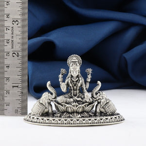 "925 Silver 3D Gajalakshmi Idol, 86g, 5cm in Height, Purity 925, Detailed Elephant Design"