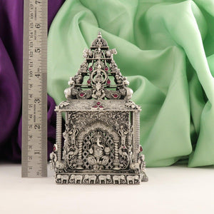 925 silver 3D Lakshmi idol temple article, 14cm, 458g, exquisite craftsmanship with intricate details, purity 925, perfect for worship