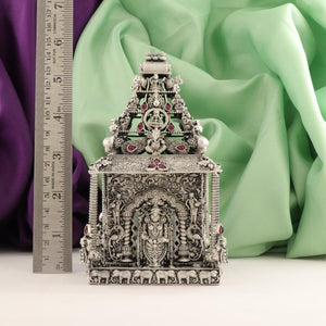 925 silver 3D Lakshmi temple idol weighing 458g, measuring 14cms in height.