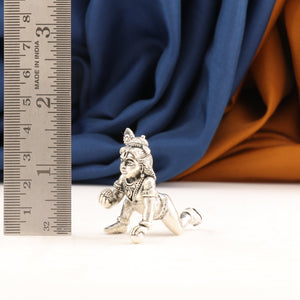 925 silver 3D Laddu Krishna idol, 42g, 4cm, shown next to a ruler for scale.