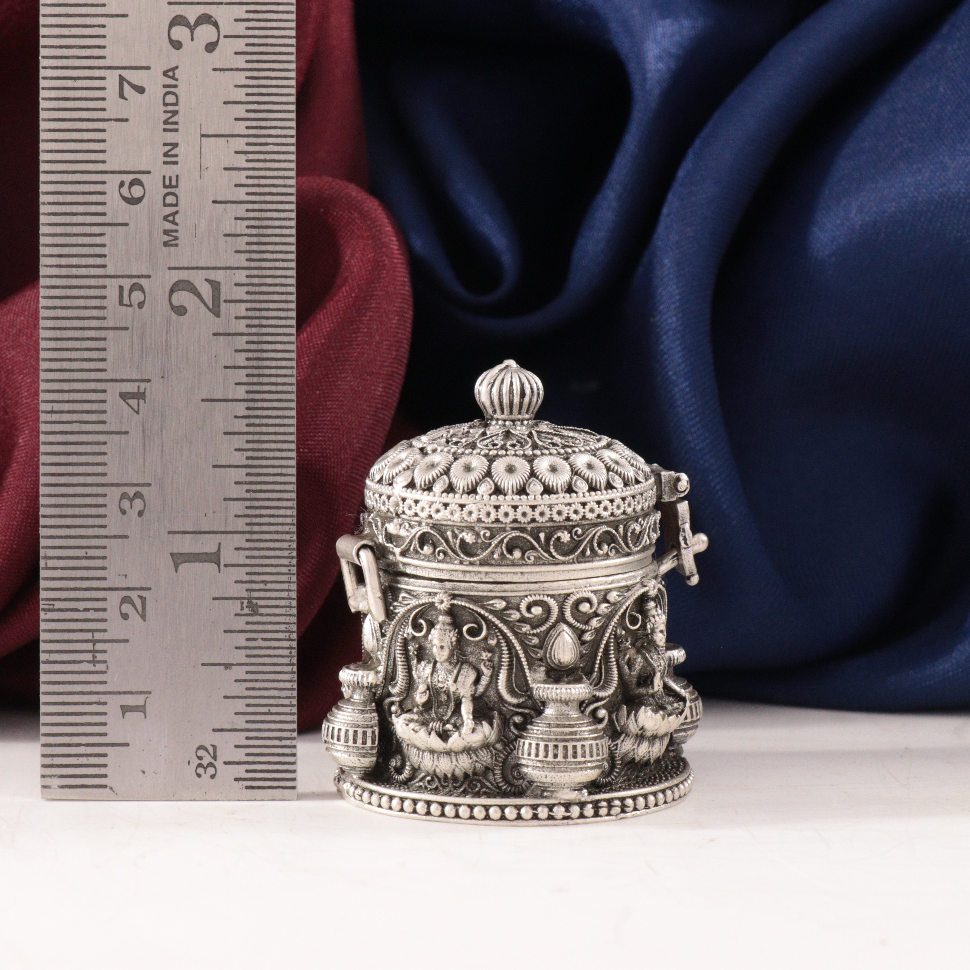 925 Silver 3D Mahalakshmi Kumkum Box Articles Idols AI-1413