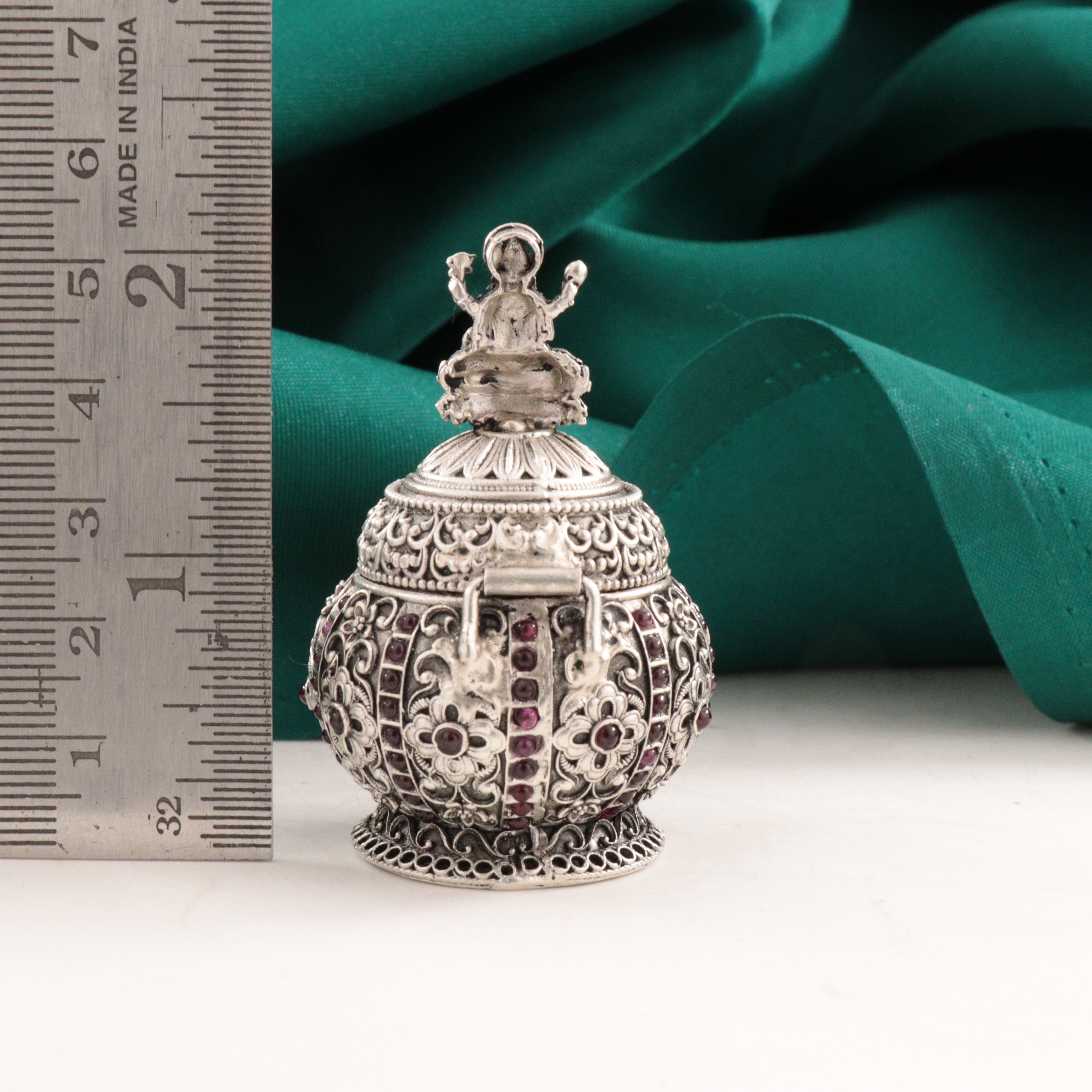 925 Silver 3D Lakshmi Kumkum Box Articles Idols AI-1486