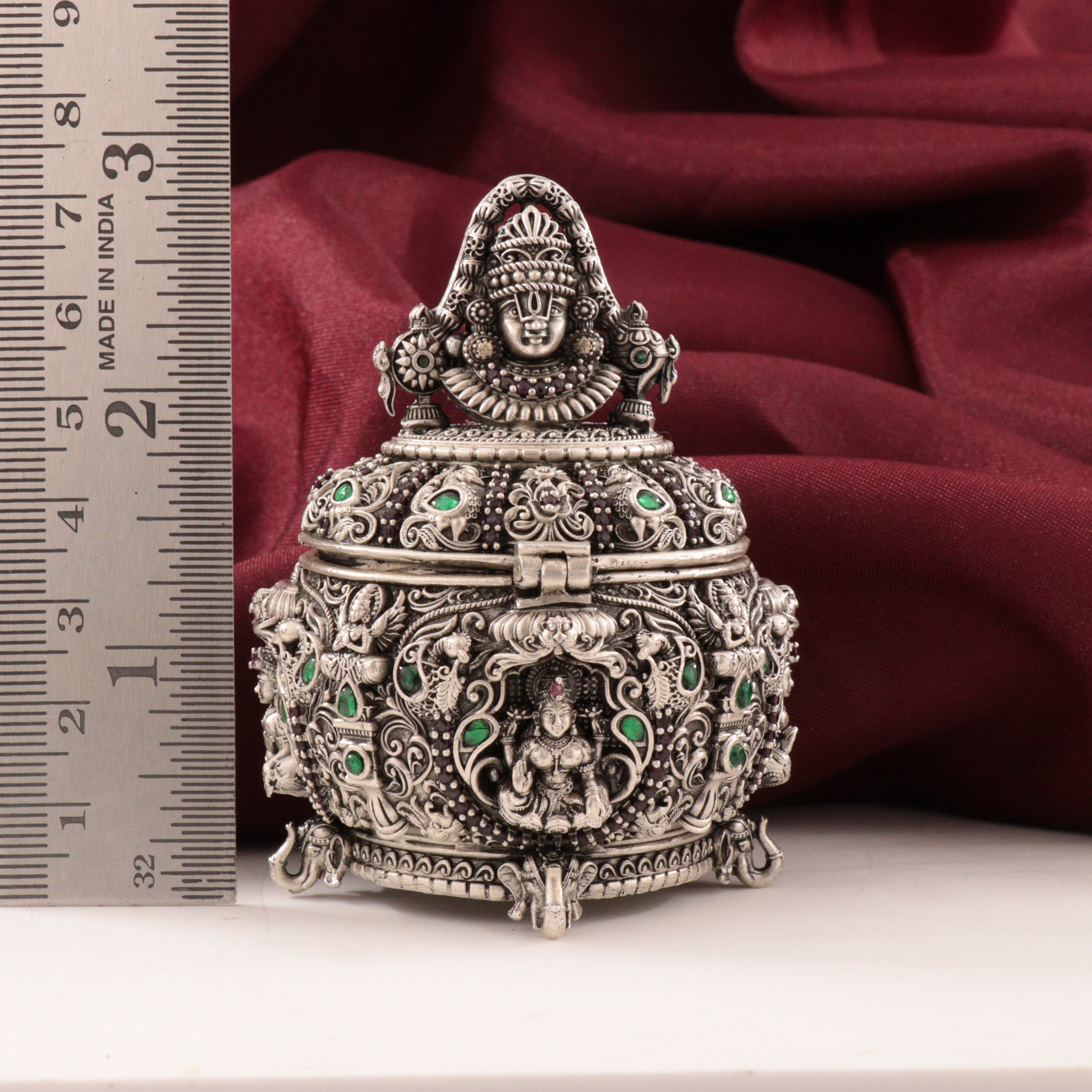 925 Silver 3D Balaji Lakshmi Kumkum Box Articles Idols AI-1493