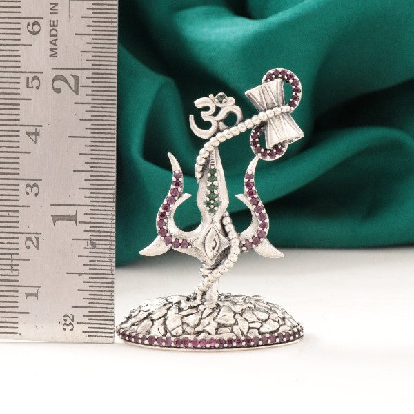 925 Silver 3D Lord Shiva Trishul with Damru Articles Idols AI-1450