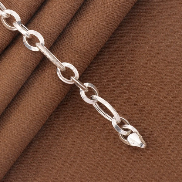 925 silver Hemlata kids bracelet KB-204 with chain design on brown fabric, weighs 6g and measures 16cms in length.