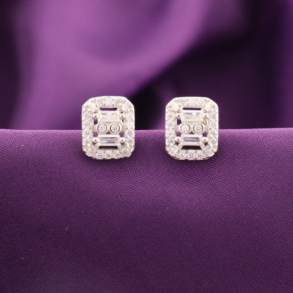 925 silver Ashoka women studs STD-287 on purple fabric backdrop