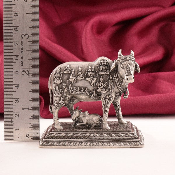 925 Silver 3D Kamadenu Idol - 116g, 7cm Length, Intricate Design, Ideal for Home Décor or Gift, AI-1292