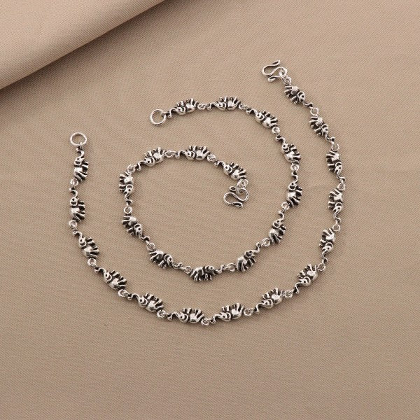 925 Silver Antique Elephant Women Anklets ANK-185