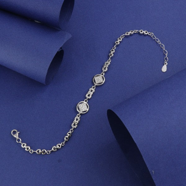 925 Silver Hima Women Bracelet LBR-354, 21cm, 6g weight, elegant design against blue background