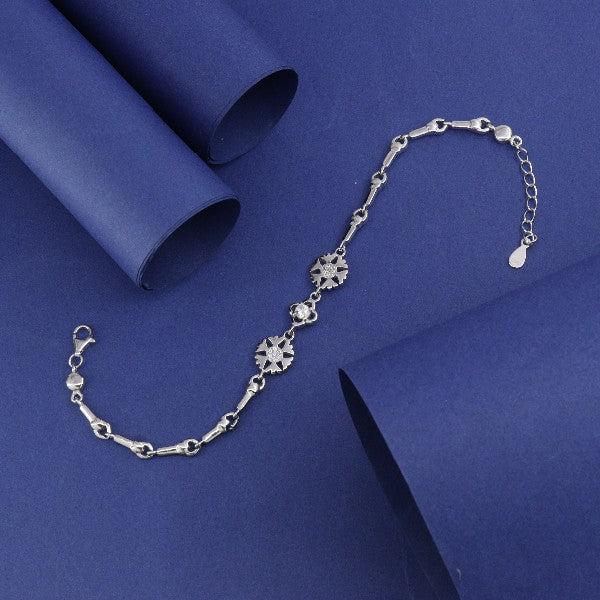 925 Silver Varuna Women's Bracelet LBR-359, 21cm Length, 7g Weight, Elegant Charm Design on Blue Background