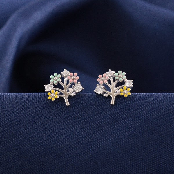 925 Silver Tree Women Studs STD-347