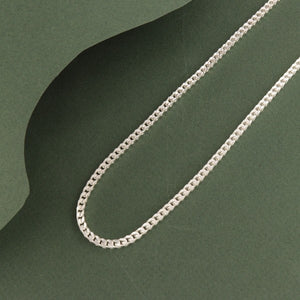 925 silver Kalash men's chain MC-209, 55cms long, 43g, purity 925 displayed on green background