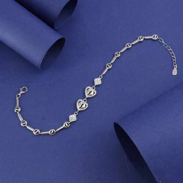 925 Silver Triguna Women Bracelet LBR-360, 21cm length, weighing 7g, featuring elegant design on blue background.