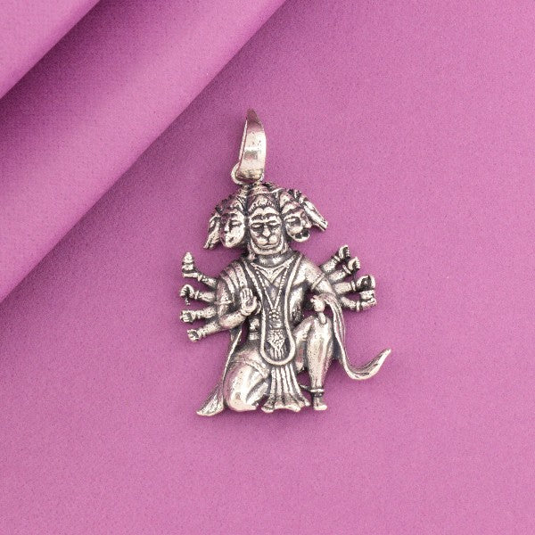 925 silver Hanuman God pendant GP-192 with intricate design, weighing 15g and showcasing divine craftsmanship on a purple background.