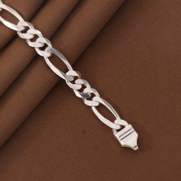 925 silver kids bracelet, Abhimanyu design, KB-193, featuring interlinked chain style on brown fabric background.