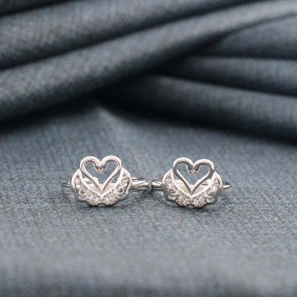 925 silver Revati women toe-rings TE-285, intricate heart design, 4g weight, 925 purity