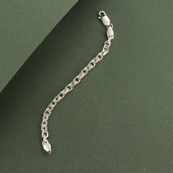 925 Silver Bukka Kids Bracelet KB-182, 13cm length, 5g weight, purity 925 silver, displayed on green background.