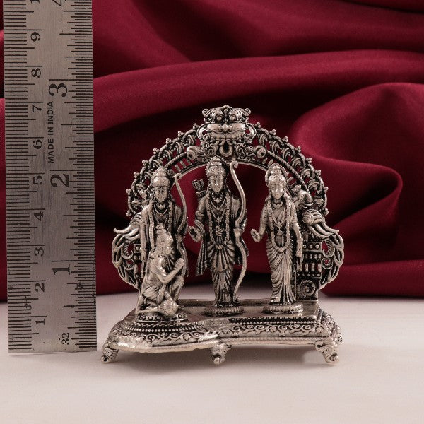 925 silver 3D Ram Darbar idols AI-1271, handcrafted with intricate details, weighing 105g and measuring 6.5cms, against a measurement scale.