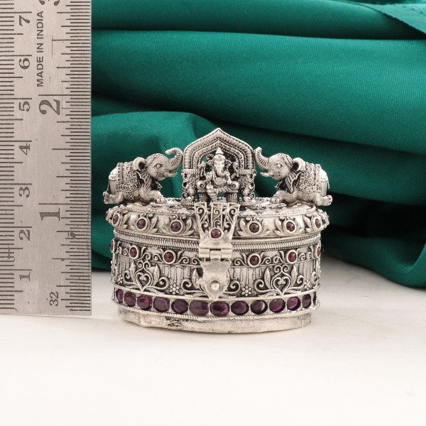 925 Silver 3D Ganesha Kumkum Box Articles Idols AI-1484